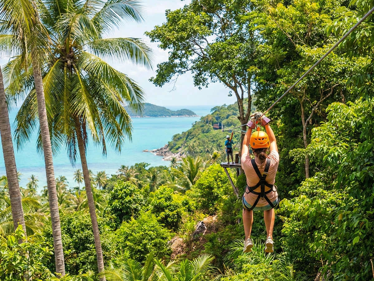 Ziplining above the jungle in Koh Samui