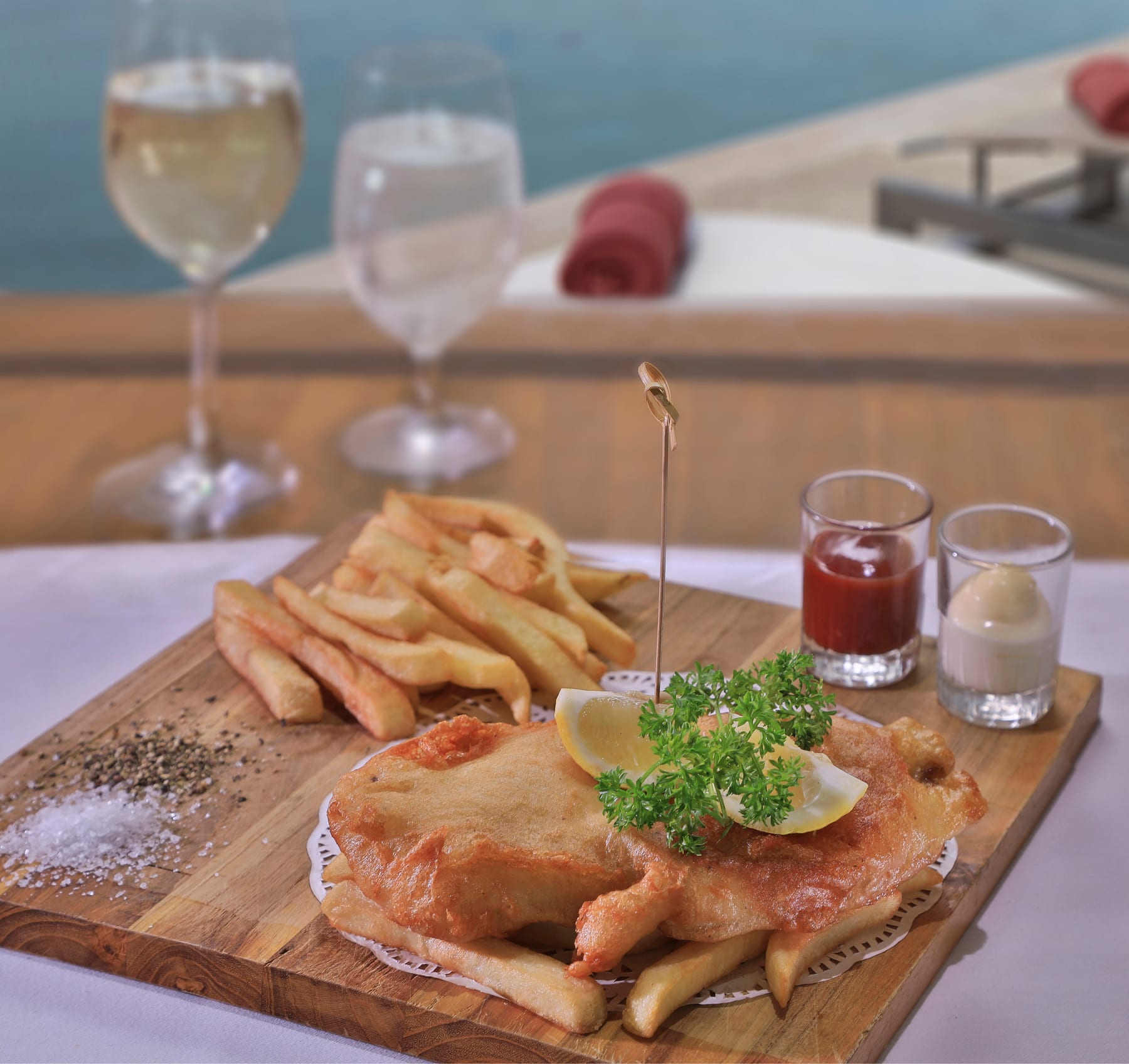 Lunch served by the pool
