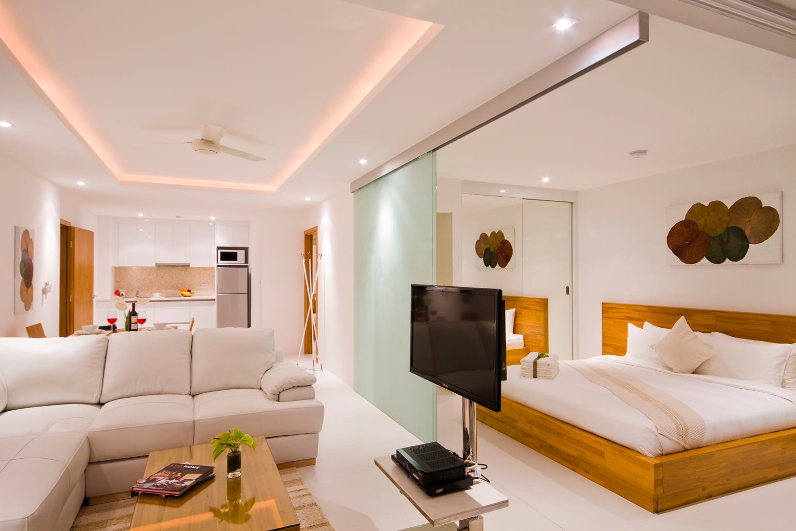 Open-plan penthouse living space